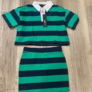 Striped Polo Skirt Set
